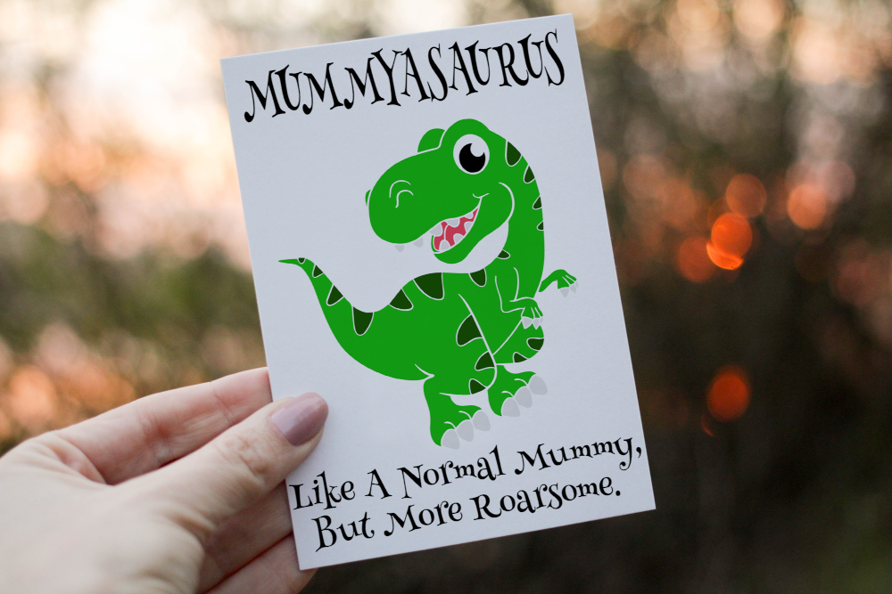 Mummy Birthday Card, Dinosaur Birthday Card, Mummyasaurus Card - Click Image to Close